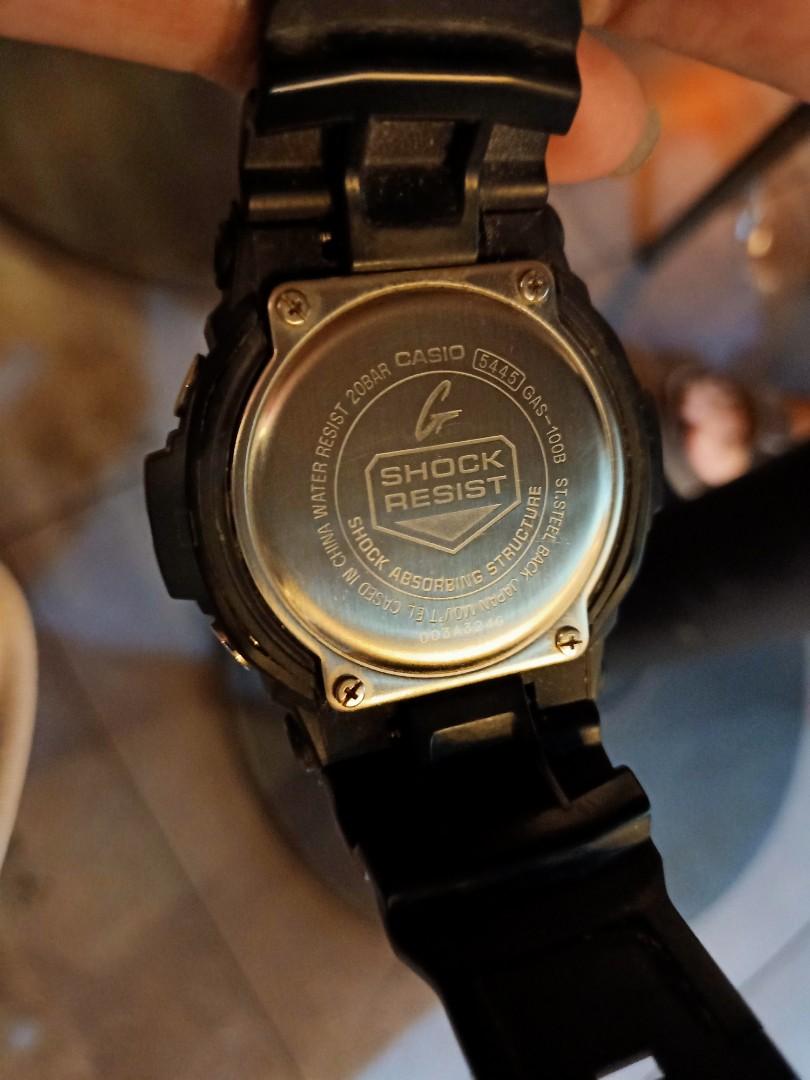 Jam Tangan Pria GSHOCK CASIO 5445 GAS100B BLACK, Fesyen Pria, Jam