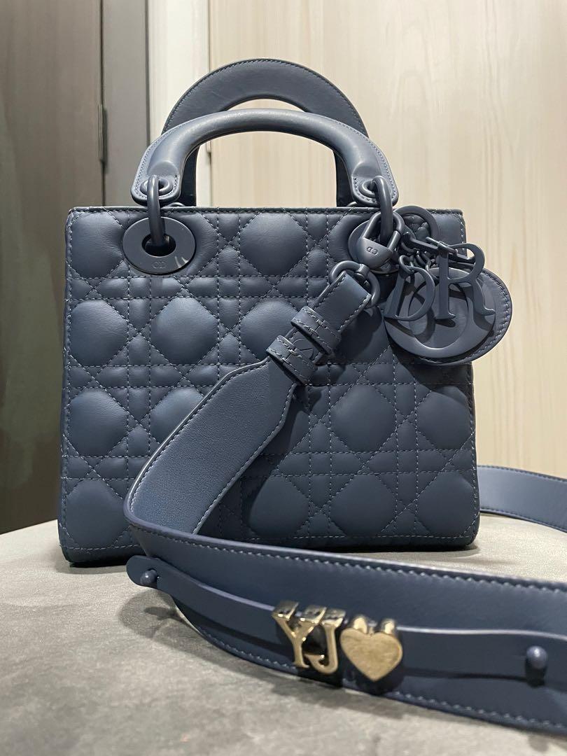 Christian Dior Lady Dior Medium Blue Patent Bag  STYLISHTOP