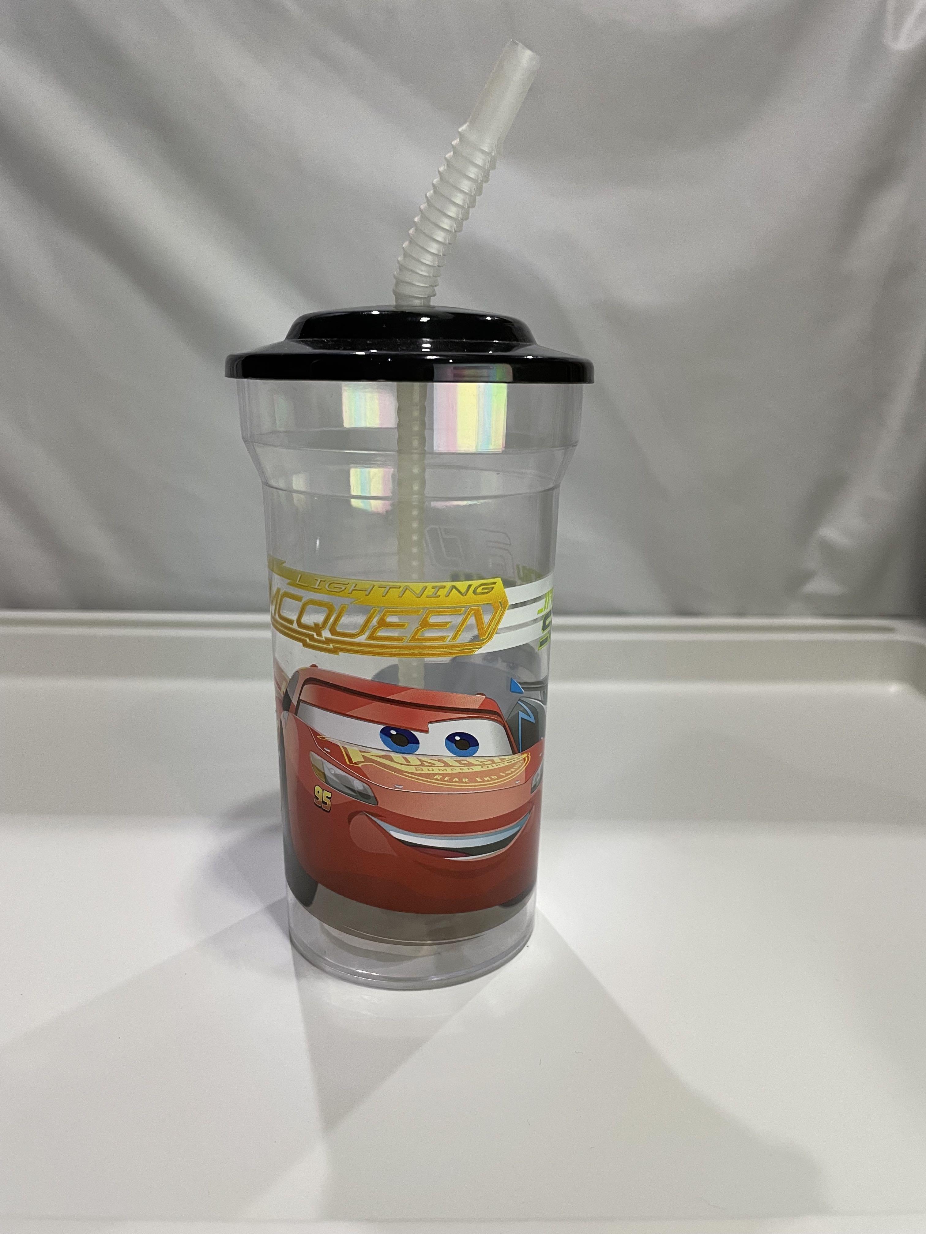 Lightning Mcqueen cup with straw, Furniture & Home Living, Kitchenware