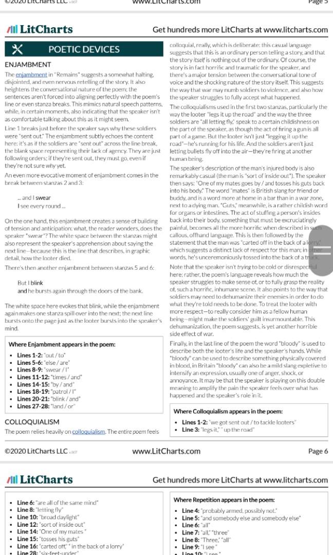 LitCharts A+ cram sheet/notes for literature plays, Everything Else on