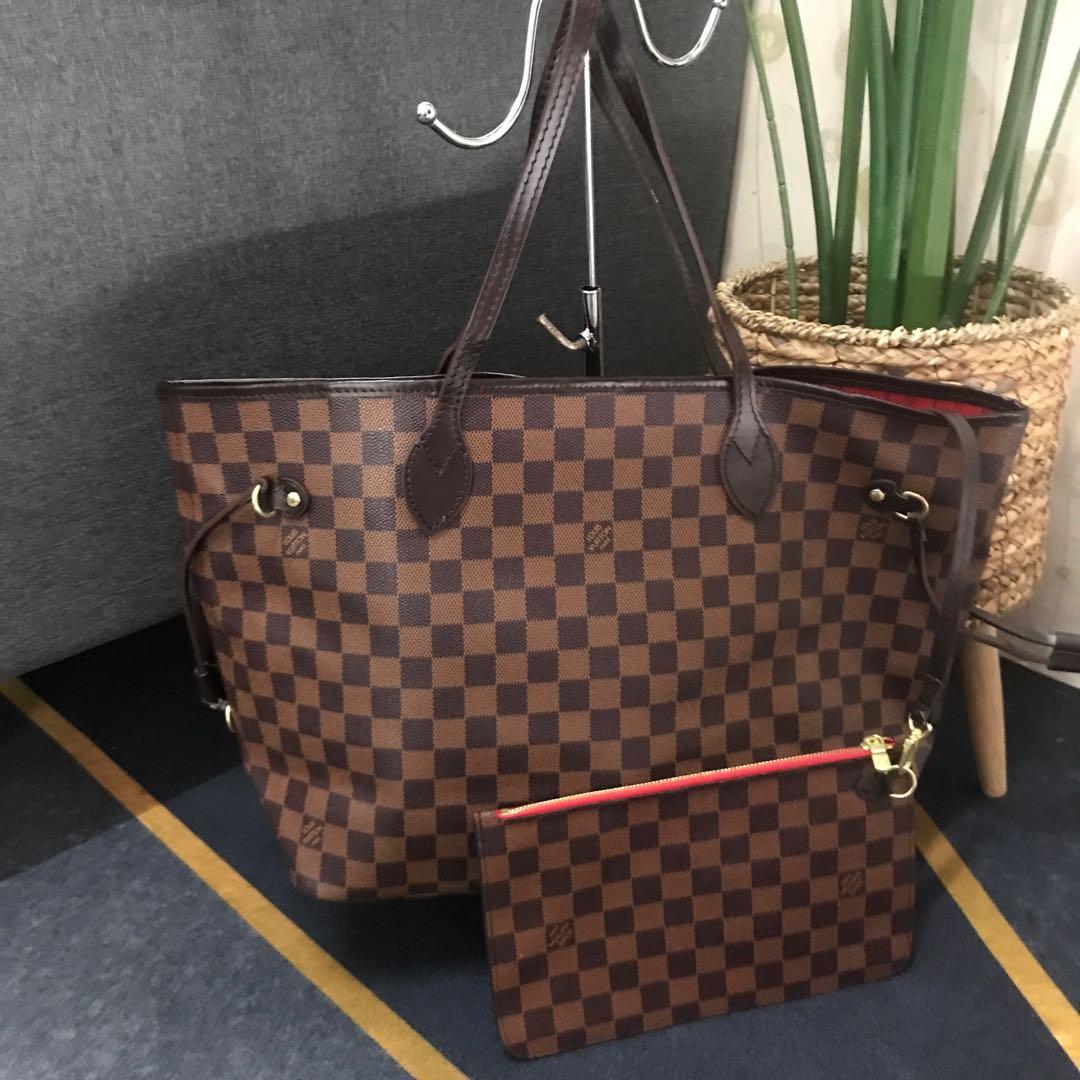 LV NEVERFULL DAMIER AZUR MM TOTE BAG, Luxury, Bags & Wallets on