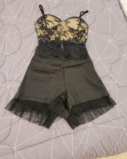 One Set sexy elegant satin and lace