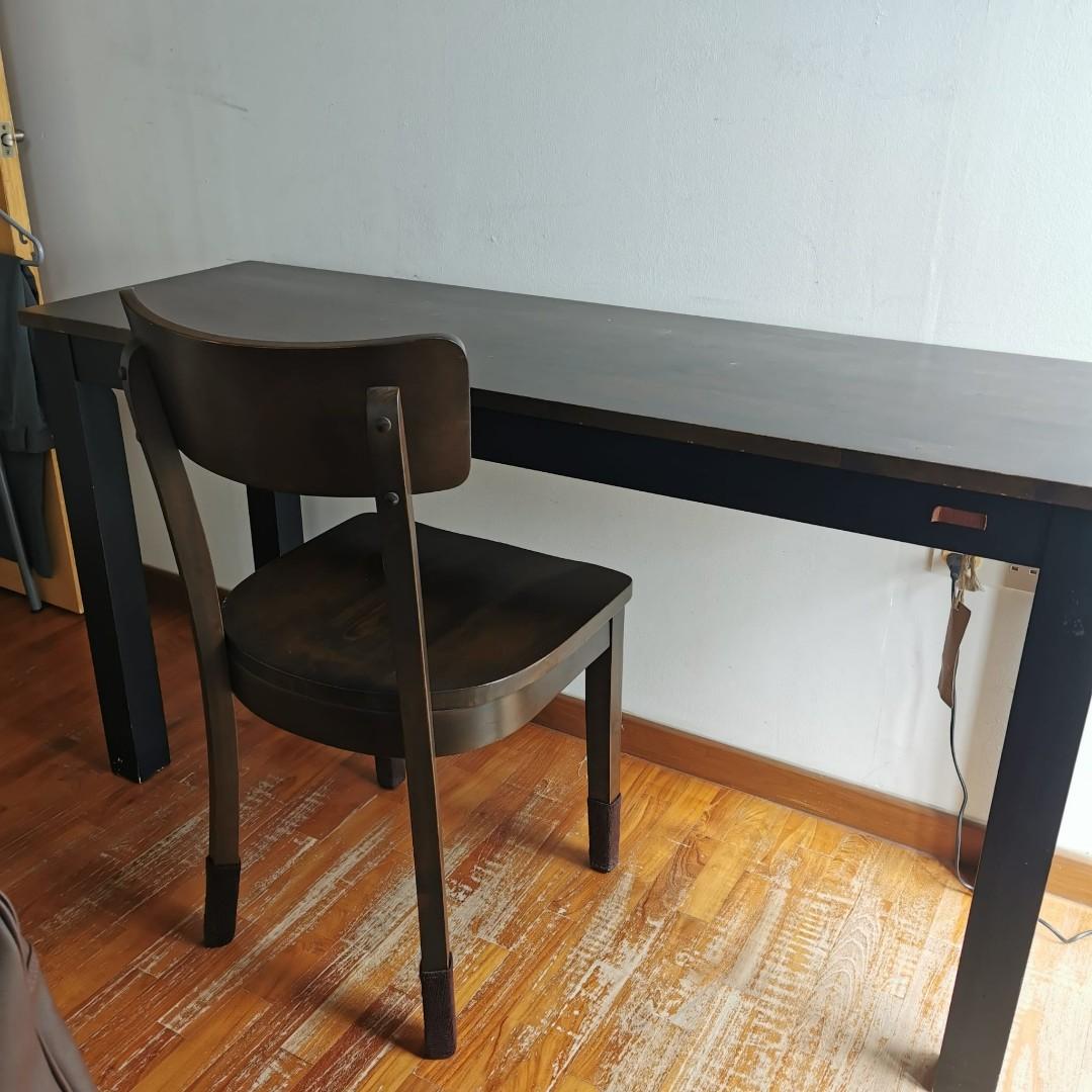 Picket & Rail SOLID Rubber wood study table with Chair set, Furniture