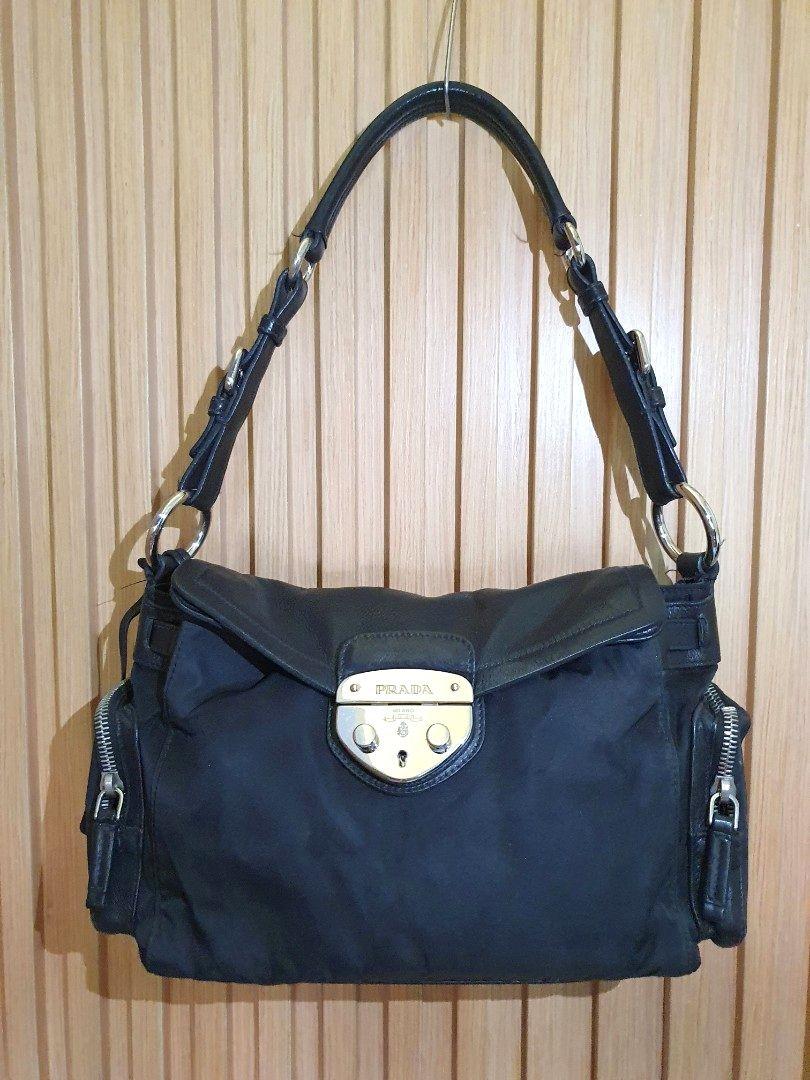Prada Easy Tessuto Leather trimmed Shoulder Bag