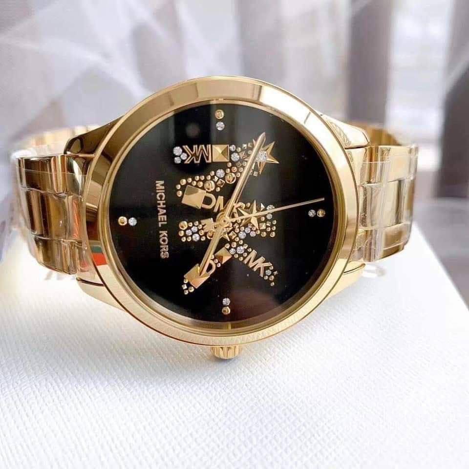READY STOCK ORIGINAL MICHAEL KORS RUNWAY PAVE LOGO BLACK DIAL