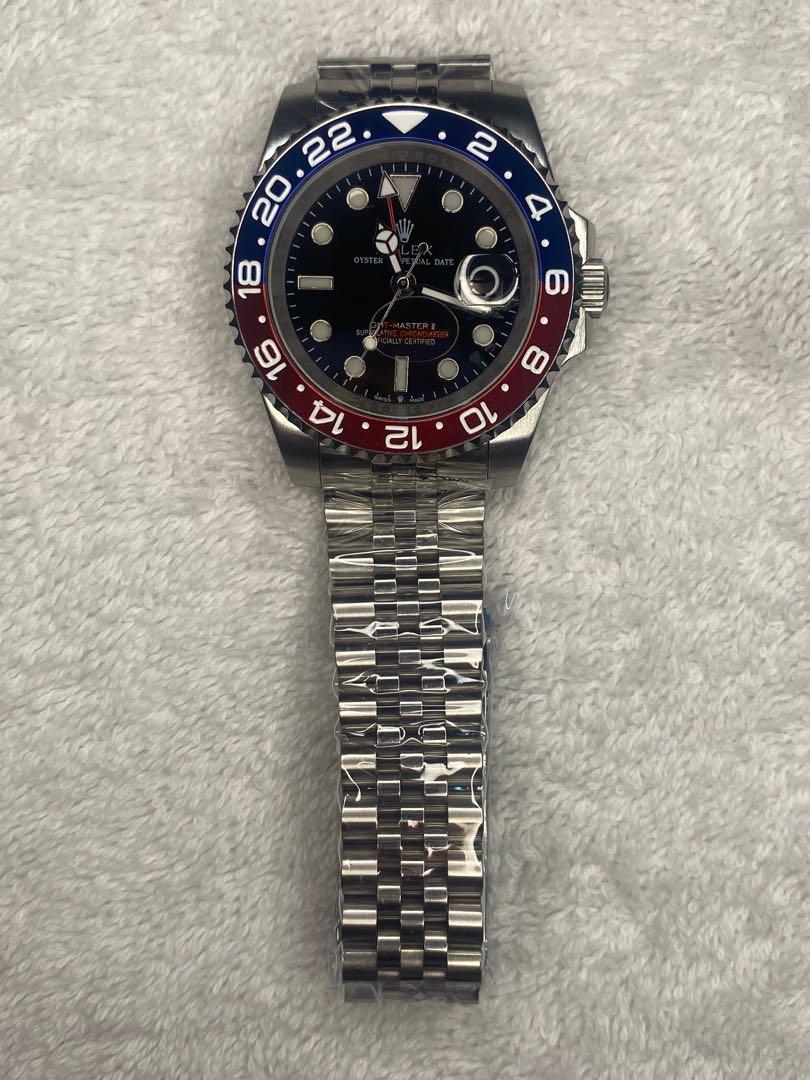 Rolex GMT Master II Pepsi Bezel Automatic (Category: Men's Watches) located in Bulacan. Submitted by SweetAndEssential (Listing ID 1150351425, Image 2). Description: Automatic Movement Black Dial with 2-Tone Color 24 Hour Rotatable Bezel (Pepsi) Stainless Steel Sapphire Crystal Glass Luminous Hands and Markers Cyclops Lens Jubilee Bracelet You can see the logo on 12 position Name around dial with serial number Logo inside Sapphire Crystal Glass C