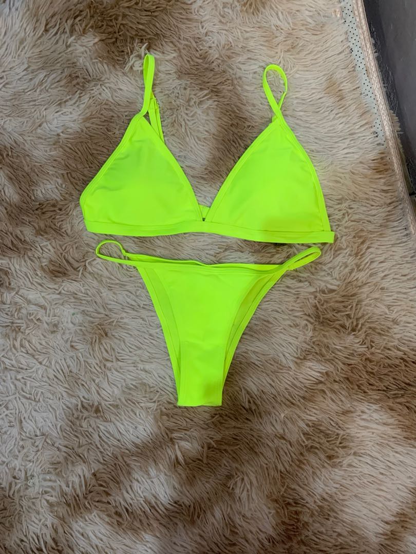 Shein Neon Green Bikinis Womens Fashion Swimwear Bikinis And Swimsuits On Carousell