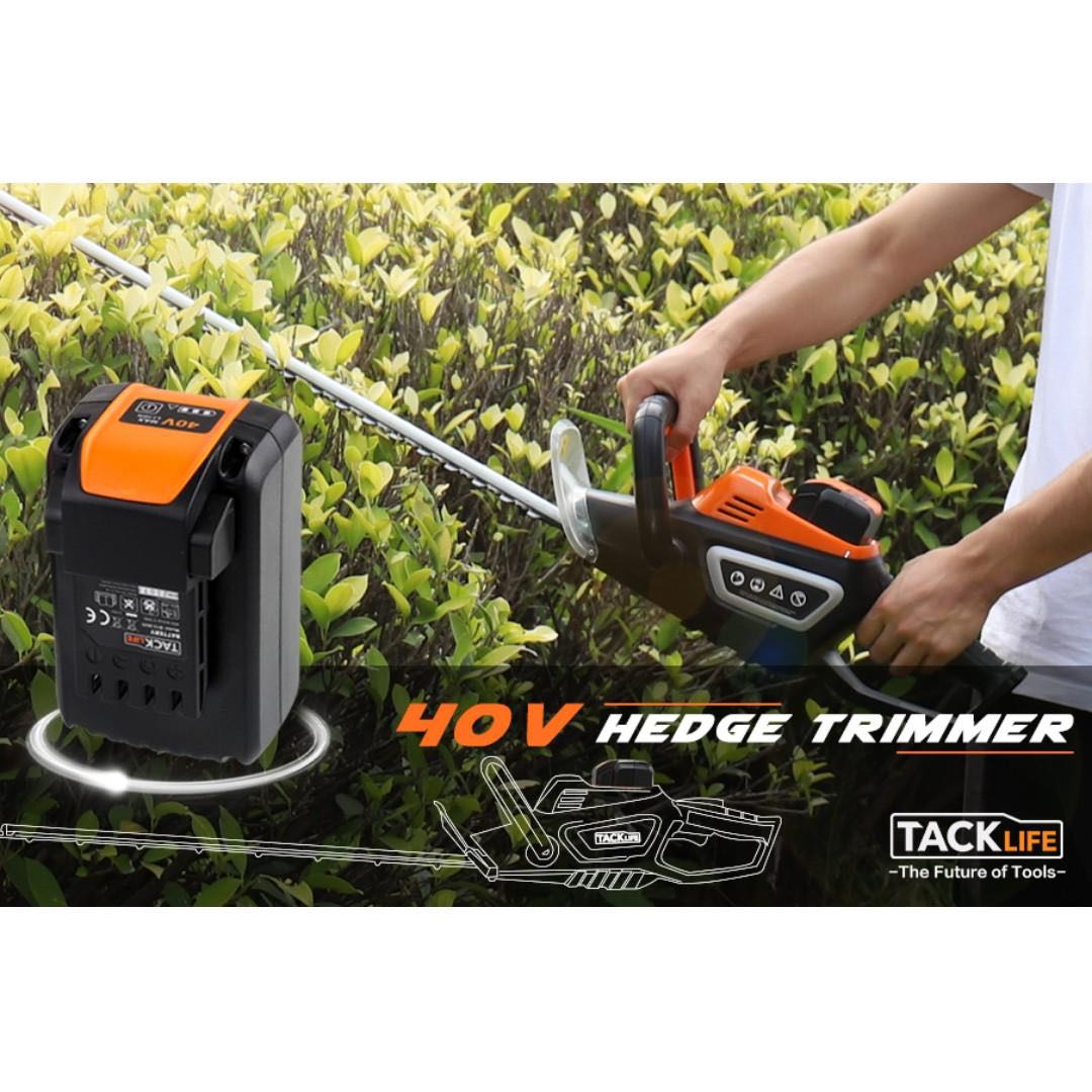 TACKLIFE Cordless Hedge Trimmer with 40V Lithium lon Battery 550