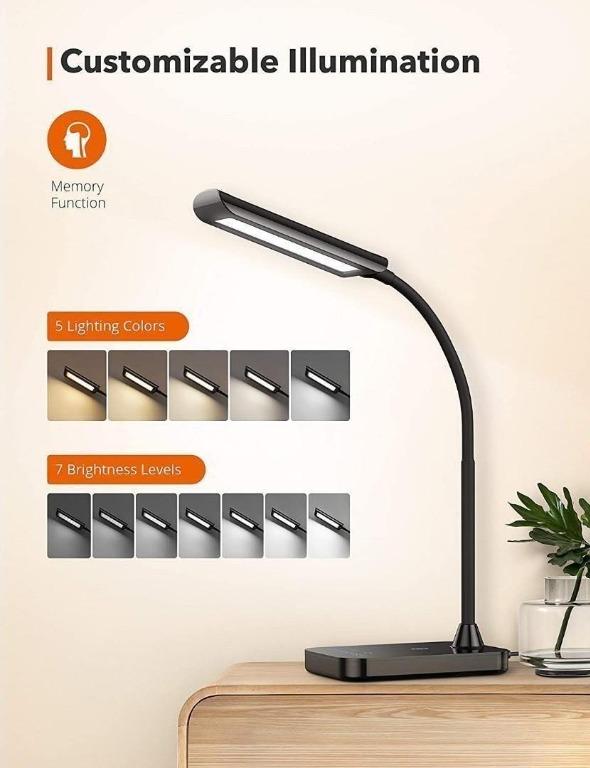 TaoTronics LED Desk Lamp, TTDL11 Flexible Gooseneck Table Lamp,5 Color