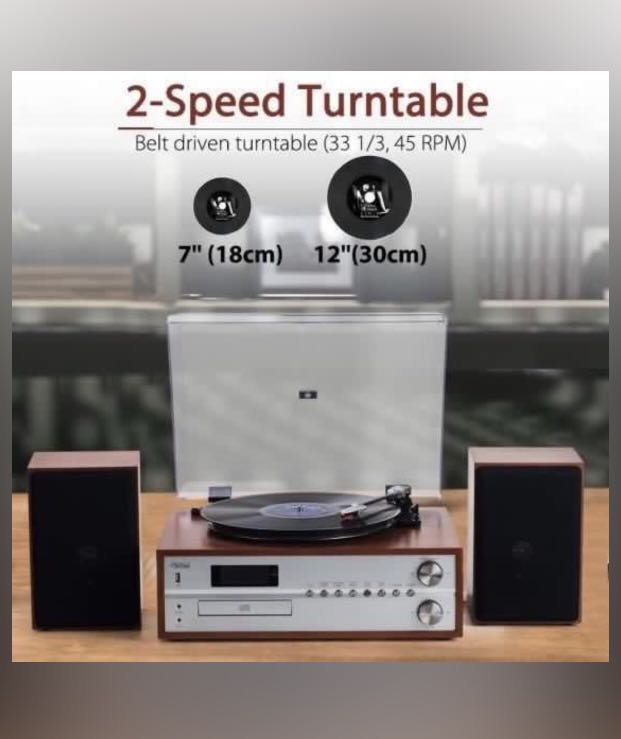 Turntable with built in subwoofer speaker, Audio, Soundbars, Speakers