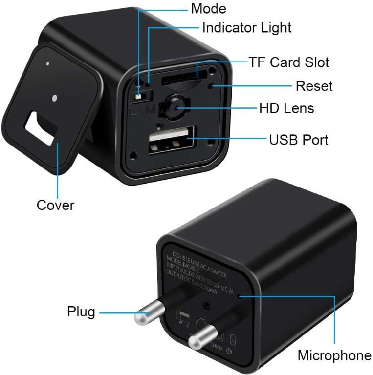 USB Wall Charger Camera UYIKOO 1080P WiFi Hidden Camera Charger Mini
