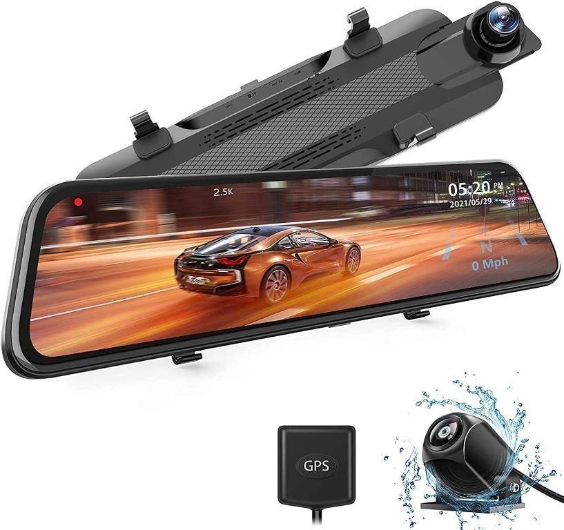 WOLFBOX Mirror Dash Cam 2.5K Rear View Mirror Dash Cam with 10 Inch IPS