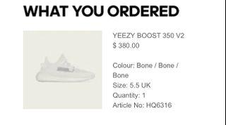 WTS Adidas Yeezy 350 Bone UK5.5