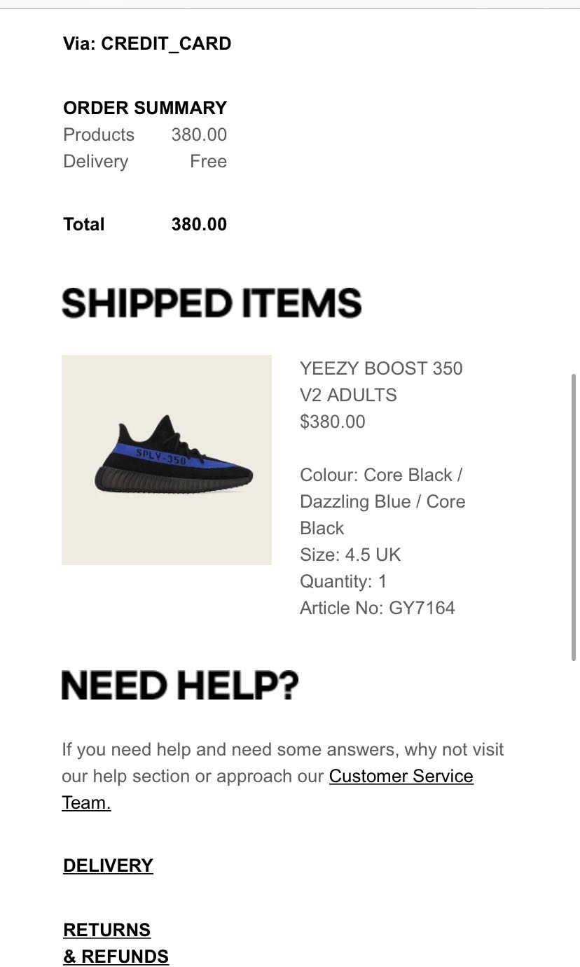 Yeezy online receipt cheap