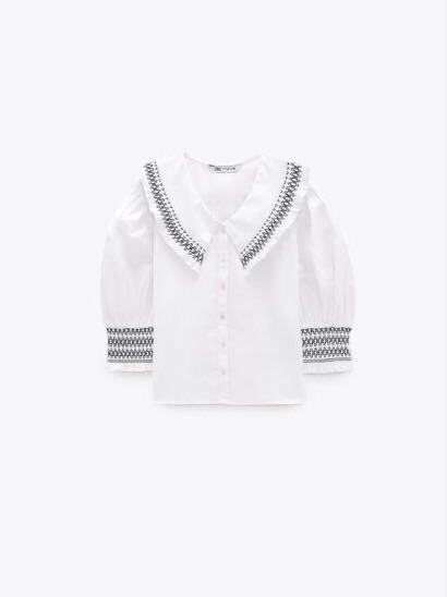 zara big collar blouse, Fesyen Wanita 