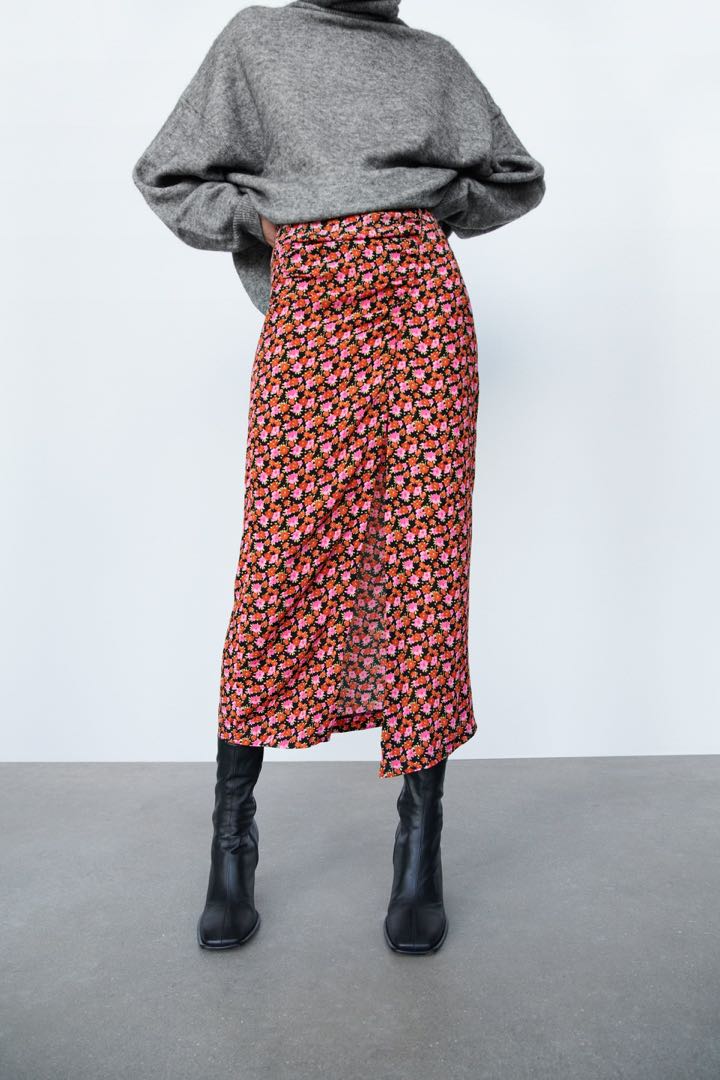 Floral print skirt top zara