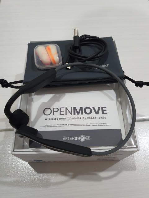 AfterShokz OpenMove Wireless Bone Conduction Headphones Bluetooth Open Ear  for Sports (Slate Gray) 