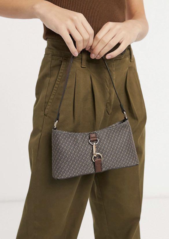 ASOS 90s Shoulder Bag in monogram print with hardware clip
