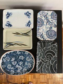 Assorted serving or sushi plates
