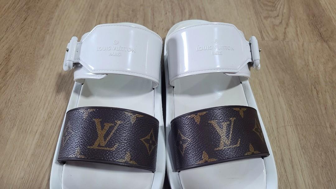 LV Sunbath Flat Mules Kaki, Luxury, Sneakers & Footwear on Carousell