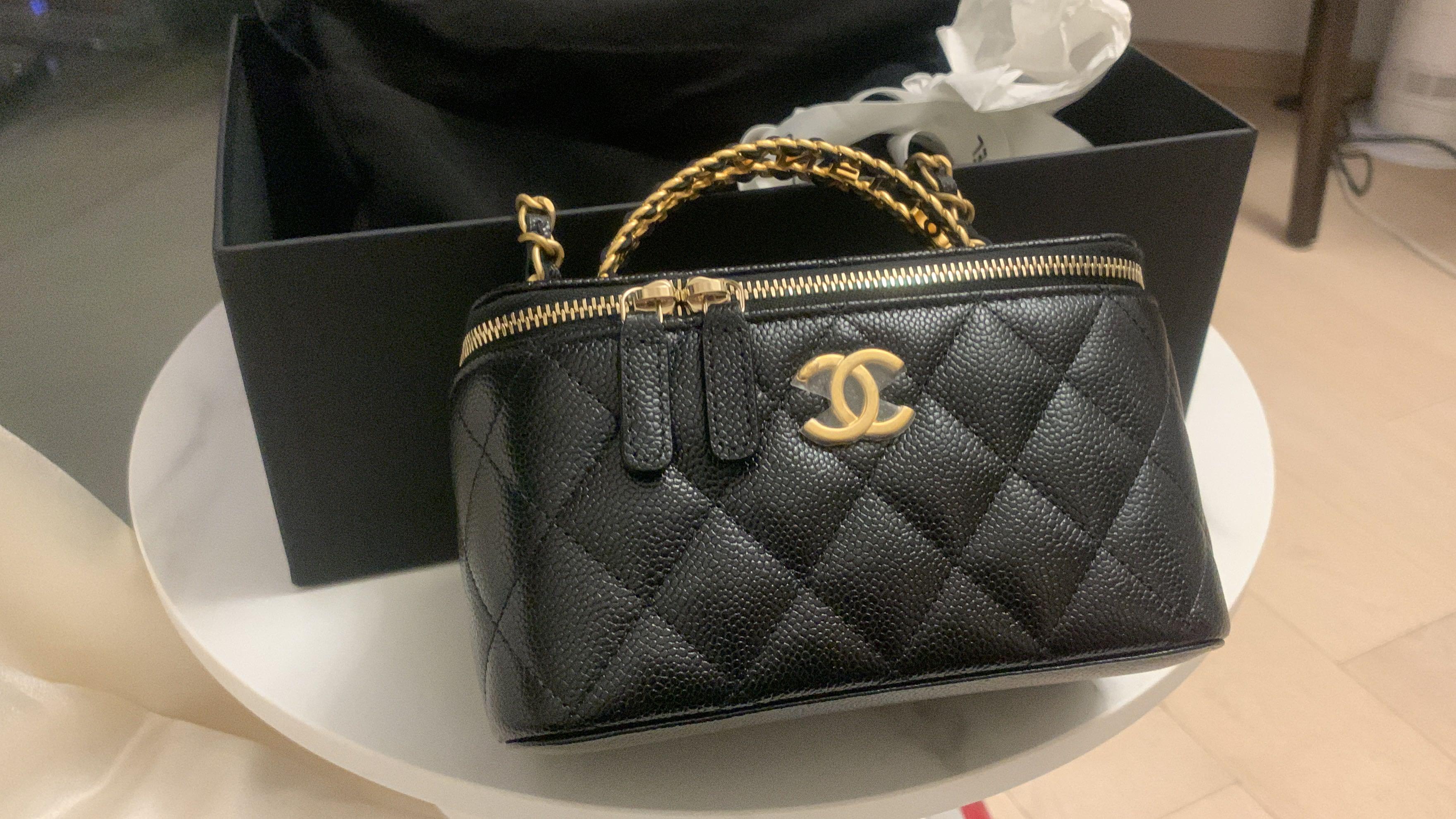 Chanel Vanity Case Small 22S Lambskin Black in Lambskin Leather with  Goldtone  US