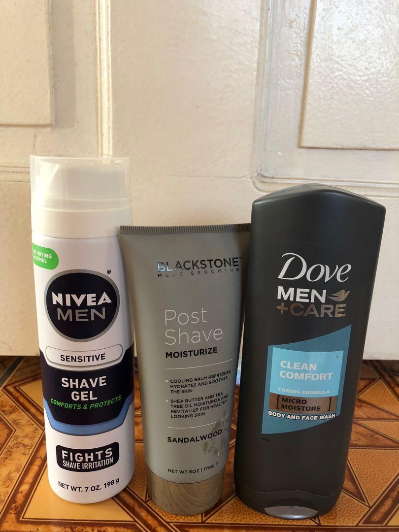 Blackstone Mens Grooming , Nivea Men, Dove Men (shave gel, post shave