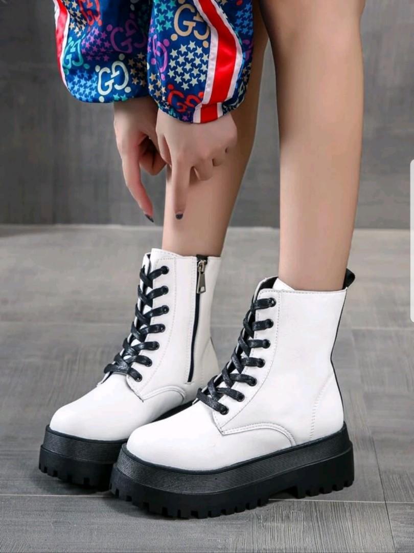 White ankle clearance combat boots