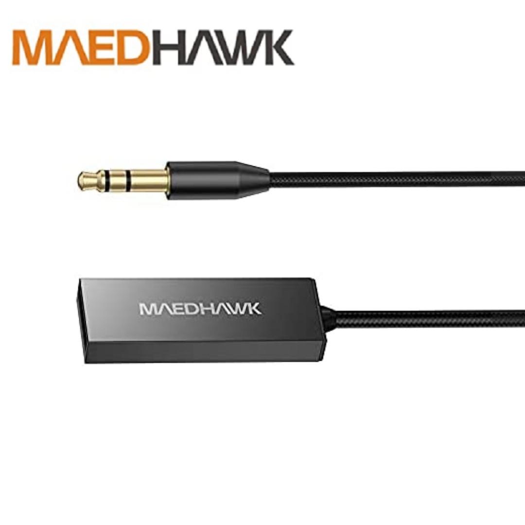 MaedHawk Bluetooth 5.0 Receiver with Microphone - Bluetooth Aux Adapter BT  Wireless Audio Car Kit with 3.5mm Jack (A2DP,USB Power,Auto on) for Car