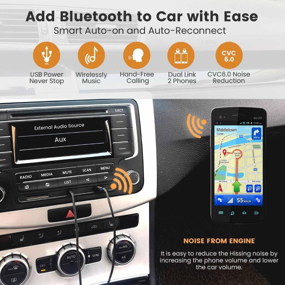BNIB MAEDHAWK Bluetooth Aux Adapter Car, 3.5mm Aux Bluetooth Receiver with  Microphone BT 5.0 USB for Car Home Stereo Speaker Amplifier Music Streaming  (A2DP, Auto on, Hands free Call), Audio, Portable Audio