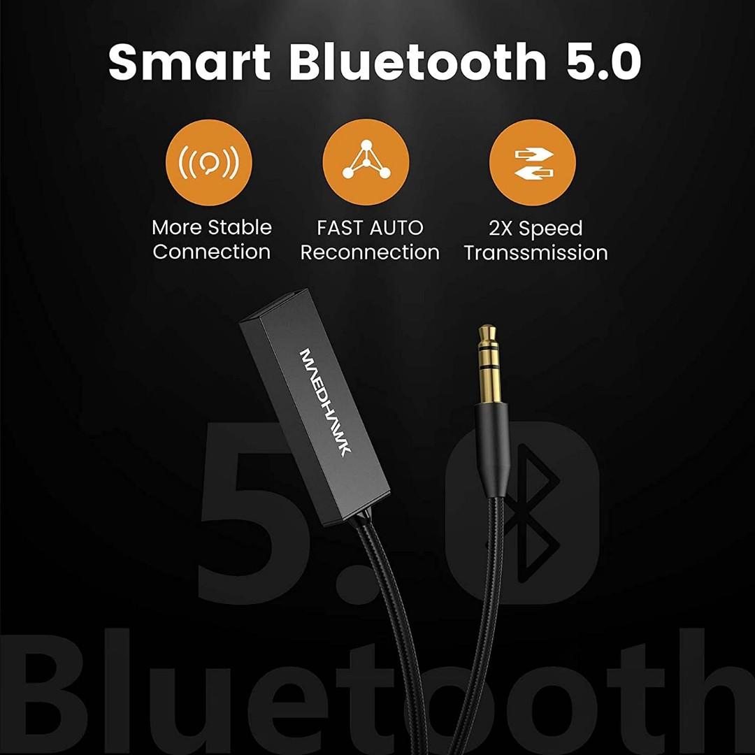 Bluetooth 5.0 Receiver, MaedHawk Bluetooth Aux Adapter/Portable Wireless  Audio Car Kit (A2DP, Built in Microphone, Dual Link) with 3.5mm Jack for  Home