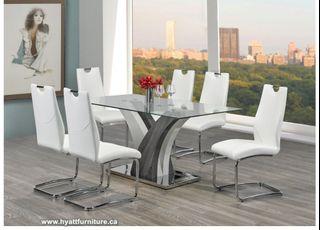 Brand new All 7 Pcs Modern Glass Dinette only $1698