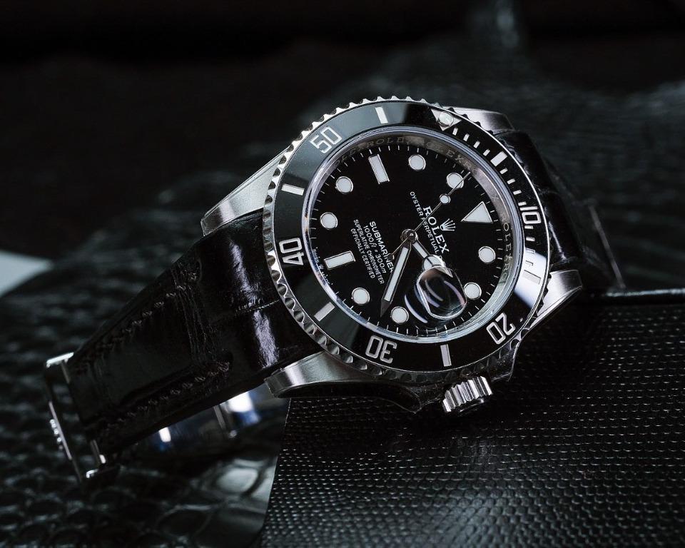 Solitaire 41mm Alligator leather strap for Rolex Submariner w