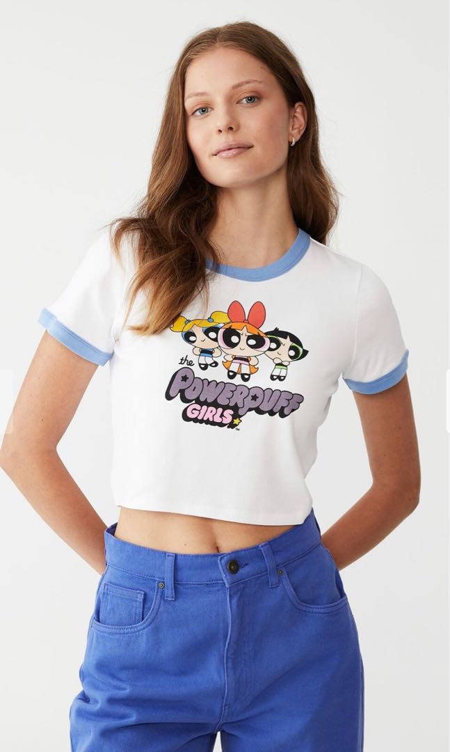 Cotton On PowerPuff Girls Crop Tee Women s Fashion Tops Shirts
