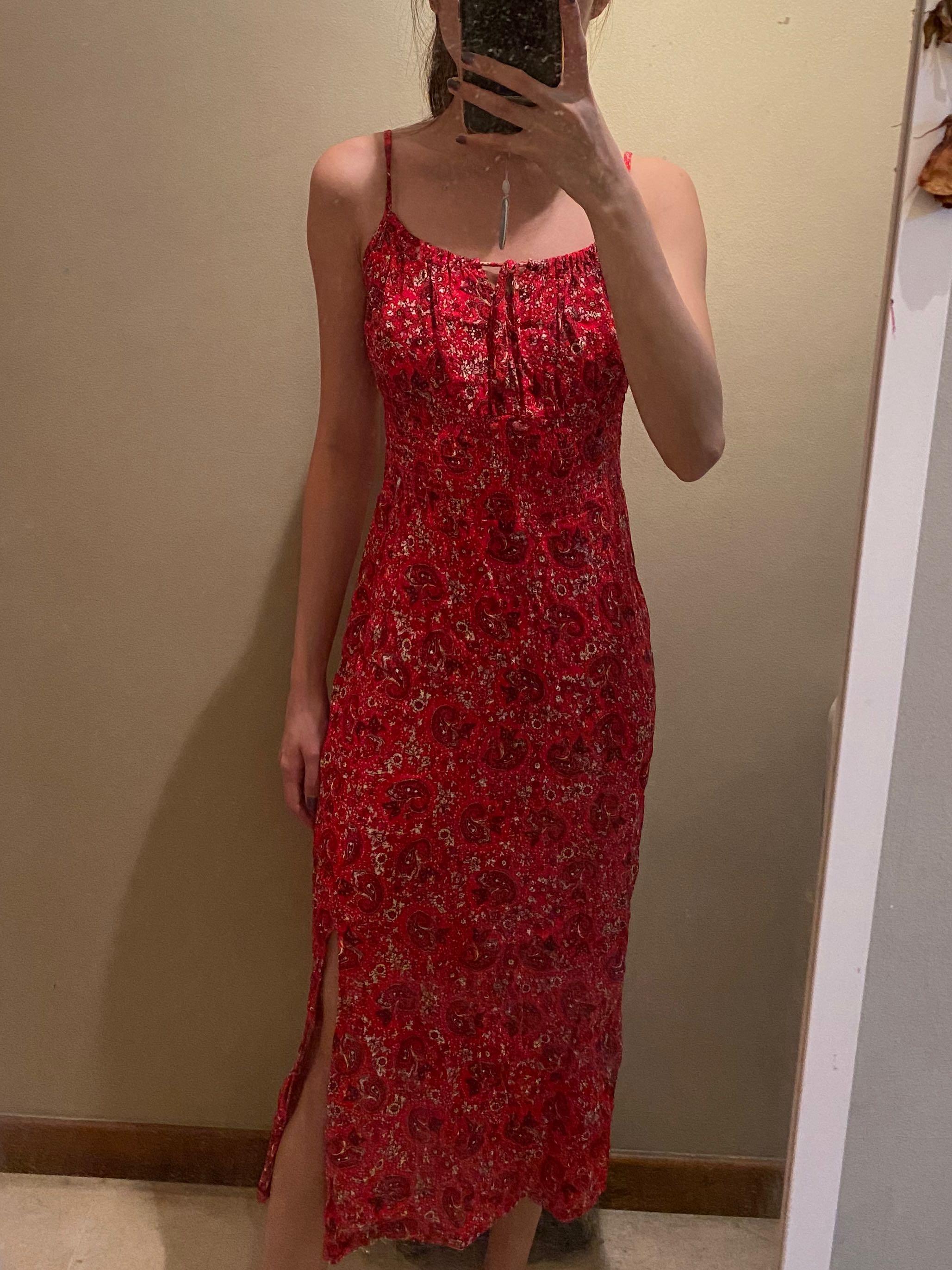 cotton on red paisley maxi dress