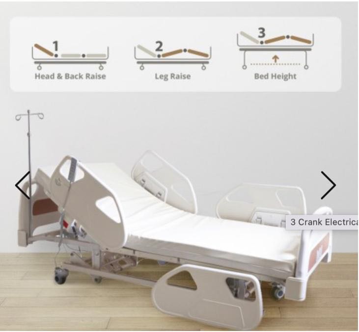 DONATING FREE 3 CRANK ELECTRICAL LUXURY HOSPITAL BED, Furniture & Home