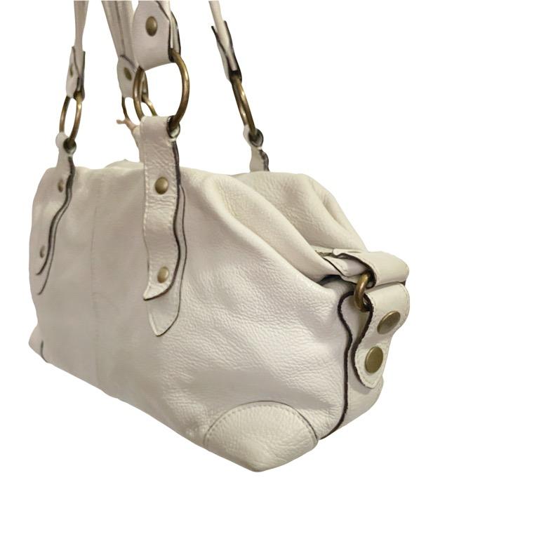 SALE GAP y2k ivory cowhide leather vintage shoulder bag MostLaku