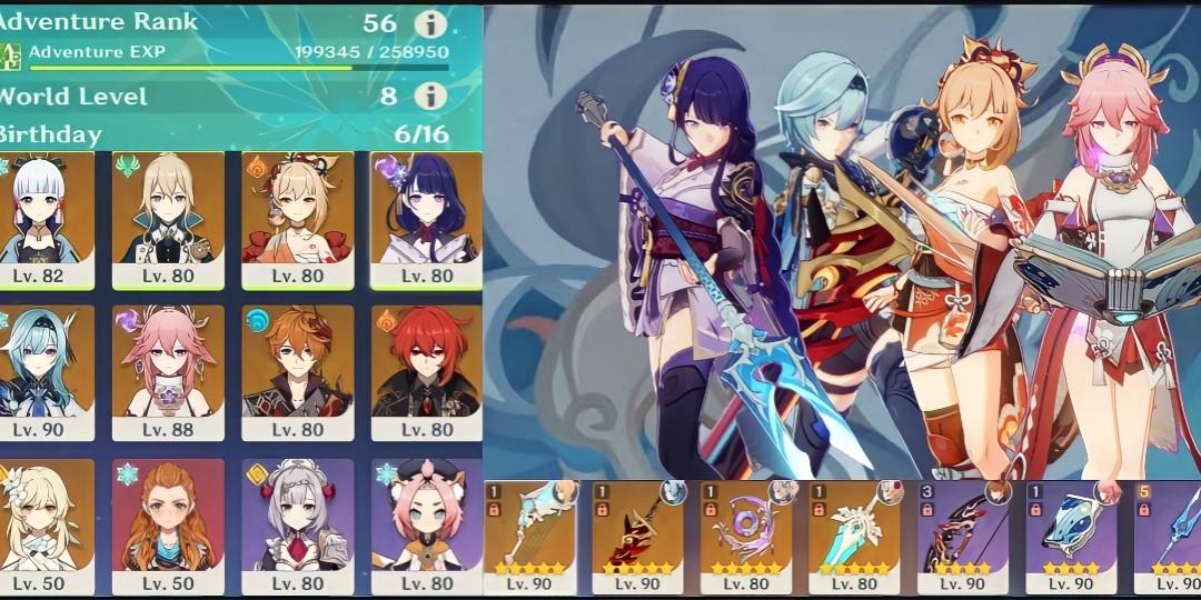 Genshin ImpactEndGameAyaka,C1 Baal,YoimiyaEula,Yae,ChildeDiluc,C2