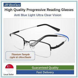 (Gift for Parents) JS-EyeCare Unisex Progressive Adult Presbyopia Presbyopic Reading Glasses Anti Blue Light Ray Anti Glare(JS-R006))