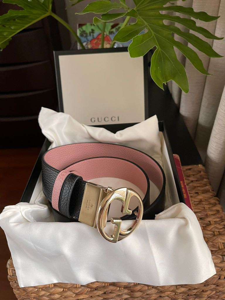 Gucci reversible black pink belt hotsell