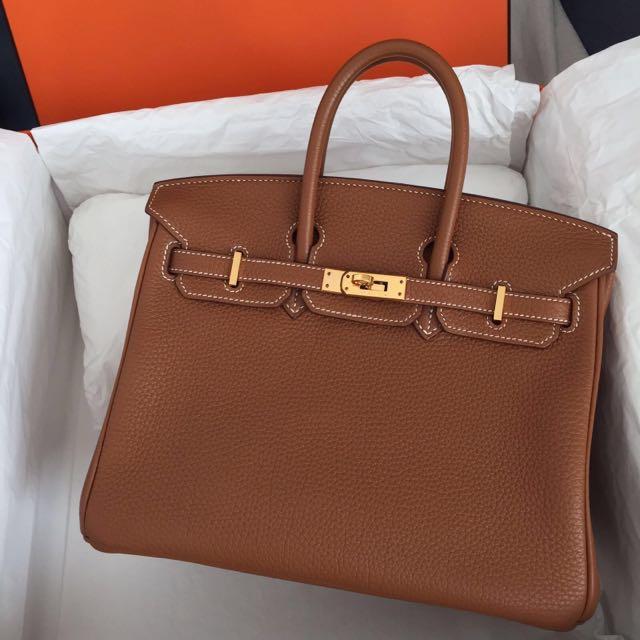 Hermes Birkin 25 Gold Togo Ghw, Women's Fashion, Bags & Wallets, Cross-body  Bags on Carousell