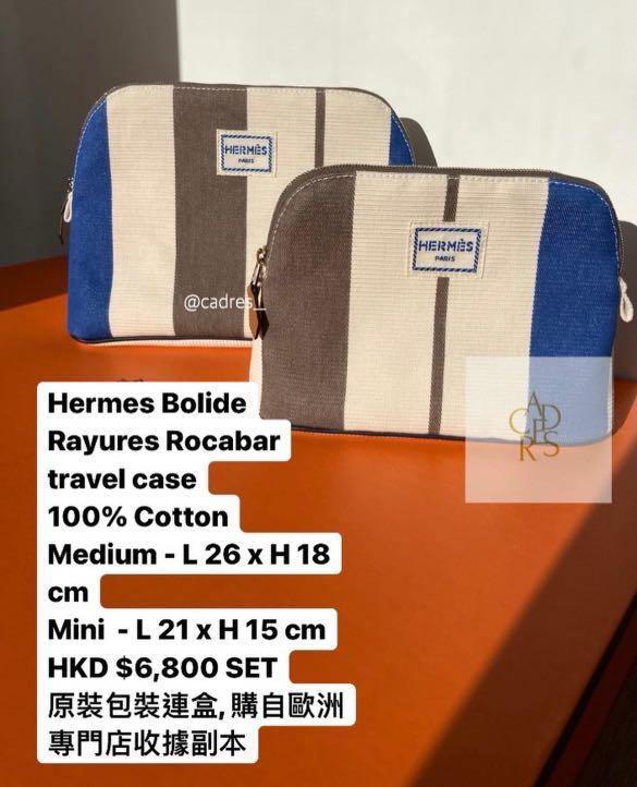Shop HERMES Bolide rayures rocabar travel case, medium model