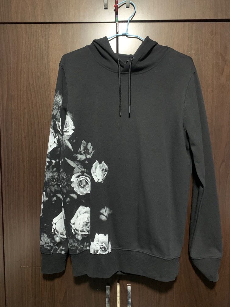 h m flower hoodie black and white Men s Fashion Coats Jackets