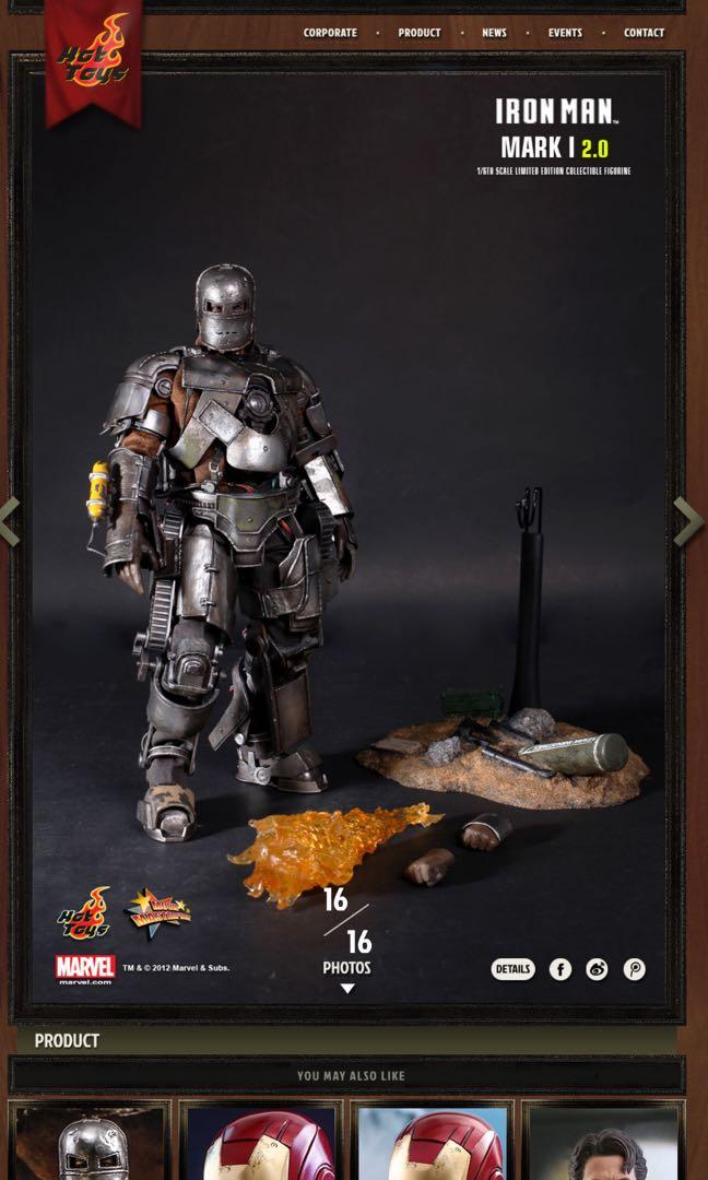 Hottoys Iron man mark 1 mark 1 ironman 2.0 hot toys not diecast