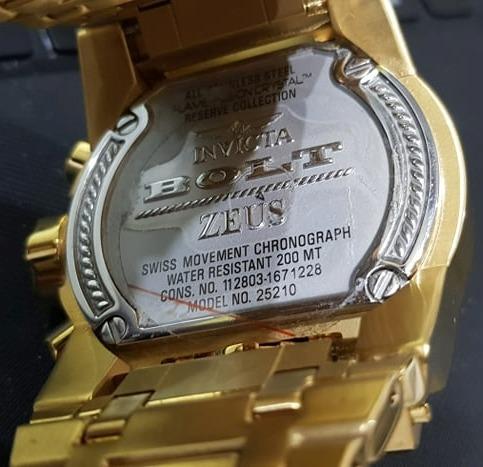 Invicta 25210 Bolt Zeus Men s Reserve Swiss Quartz 200m Gold Tone