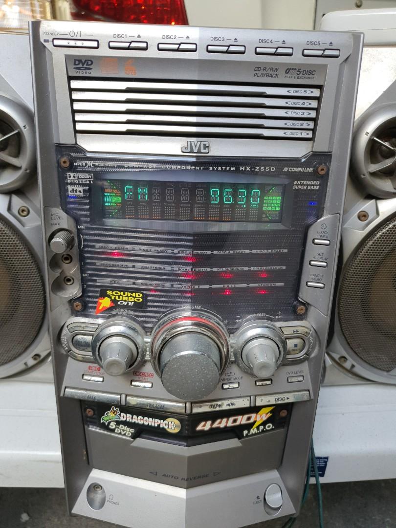 🔴⭕️🔴JVC mini component (Category: Soundbars, Speakers & Amplifiers) located in Pasay City. Submitted by yellowst4rr (Listing ID 1041833270, Image 3). Description: Limited edition bought at Php 55k DVD and cassette needs re-checking. Audio in and radio is working. Speakers are not use oftenly as we only use the bass speaker. Comes with amplifier unit, 2 satellite speakers, 1 bass speaker, 3 surround speakers Specs : https://www.manualslib.com/ma