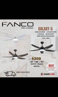 LATEST!Fanco Galaxy-5 blades ceiling fan w led light in-house installer