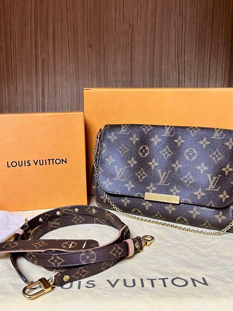 Louis Vuitton Favorite MM (Category: Luxury Bags & Wallets) located in Tarlac. Submitted by sarahtialyn2220 (Listing ID 1150557043, Image 3). Description: PTPA For Sale Louis Vuitton Favorite MM Condition: 8.5 /10 With Dustbag, Box & Replaced LV 16mm monogram strap (Condition of strap 9.5/10) Grab it now for only 48k.