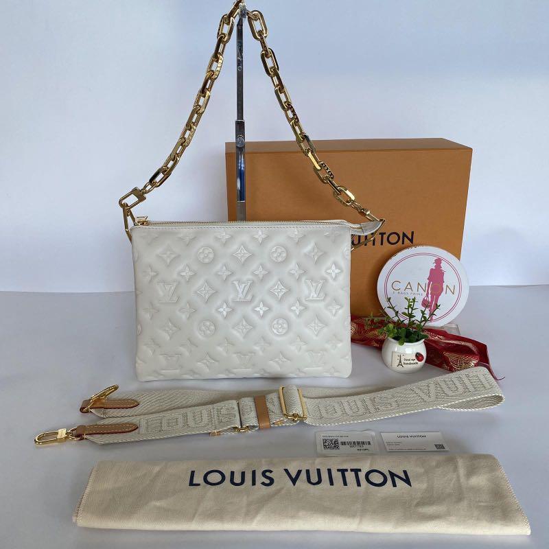 Louis Vuitton Cream Puffy Monogram Lambskin Coussin PM Gold