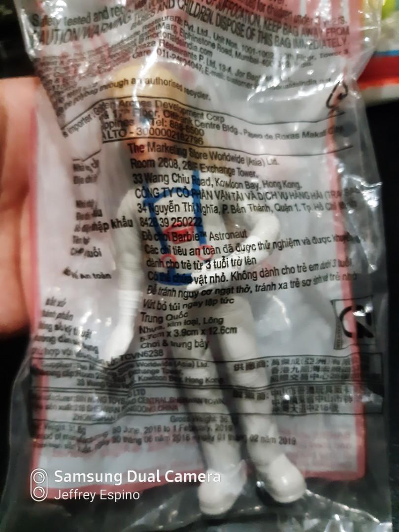 McDonalds Barbie Astronaut sealed (Category: Kids Toys) located in Quezon City. Submitted by jeffreyespino (Listing ID 1150602097, Image 1). Description: Original We accept cash, GCash 09152688298, Paymaya 09989968742, BPI, BDO, LBC, Cebuana Lhuiler, MLhuiler and Palawan Express payments. For faster transaction sms us thru 09989968742 Deliver / pick up thru Grab, Lalamove, Borzo, Toktok etc. Shipping via JRS Express or LBC (delivery or shipping f