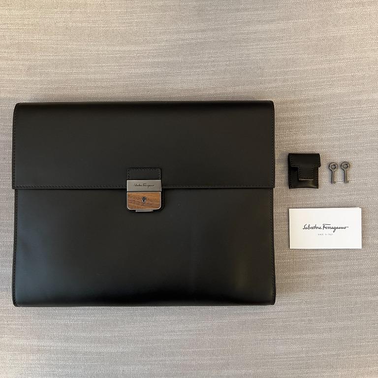 New Authentic Salvatore Ferragamo Dark Brown Portfolio